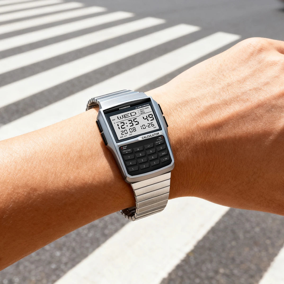 Stainless Steel Band Watch Calculator