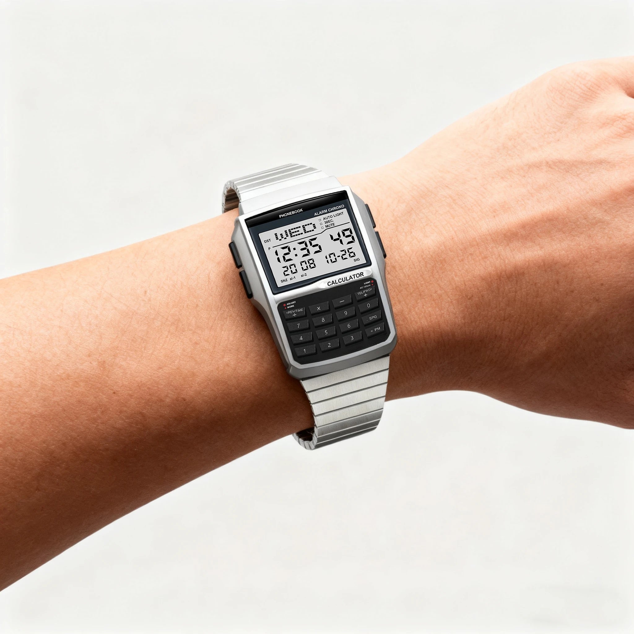 Stainless Steel Band Watch Calculator